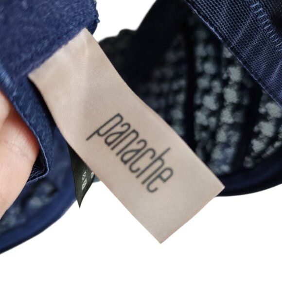 Panache Bra 40DD 40 E Blue Navy Women's Envy Bra Underwire Lace Back Close - Picture 8 of 9